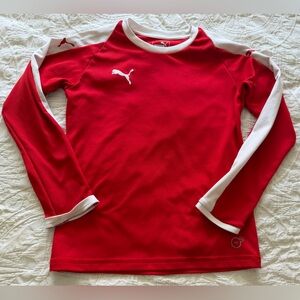 Puma Kids Athletic White Stripe Long Sleeve Tee, Size M (Age 9-10)